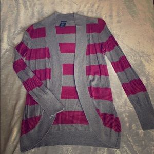 Grey & MarooknS striped cardigan